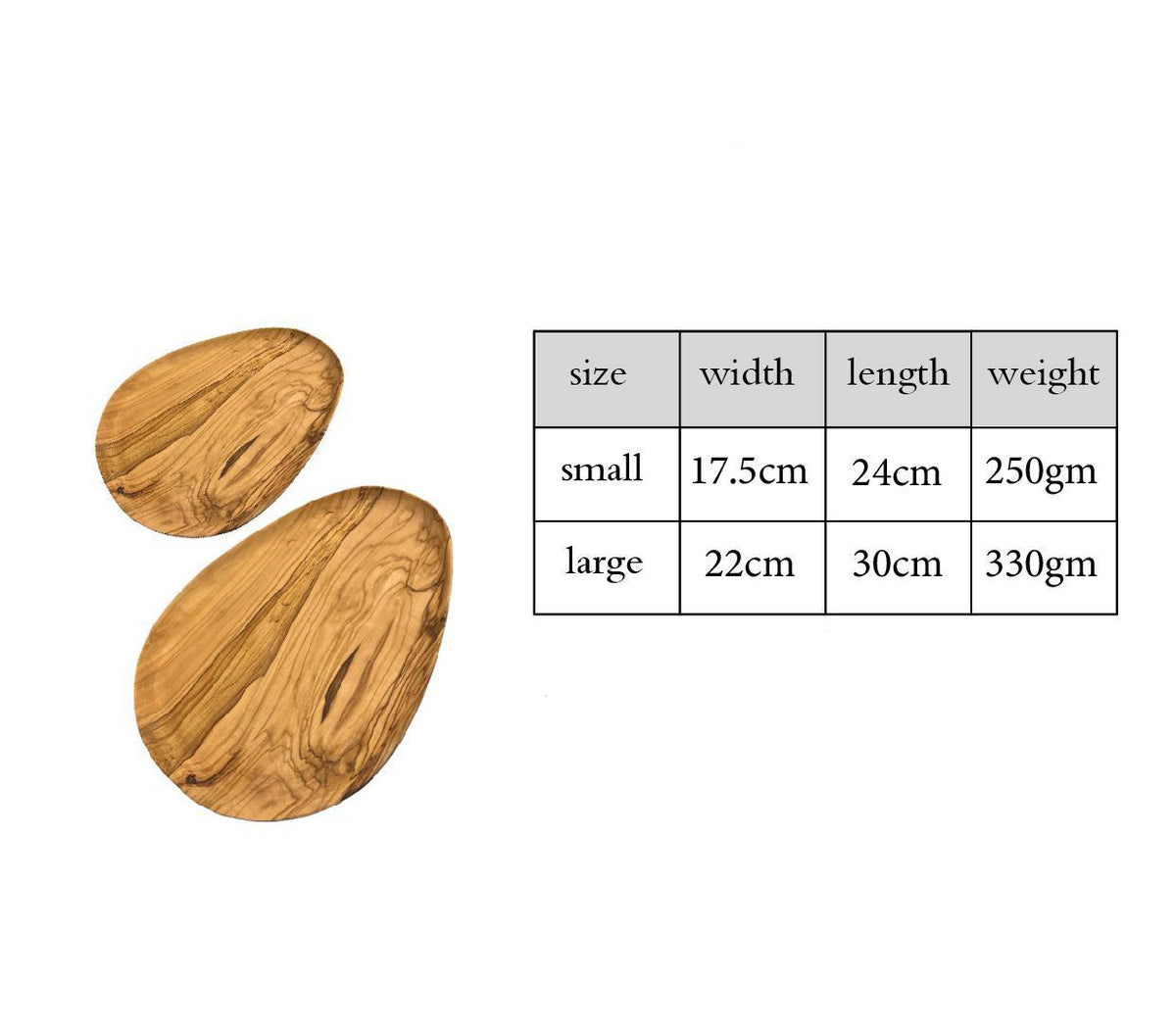 Biogeometry Olive Wood Egg Shaped Serving Tray Set of 2